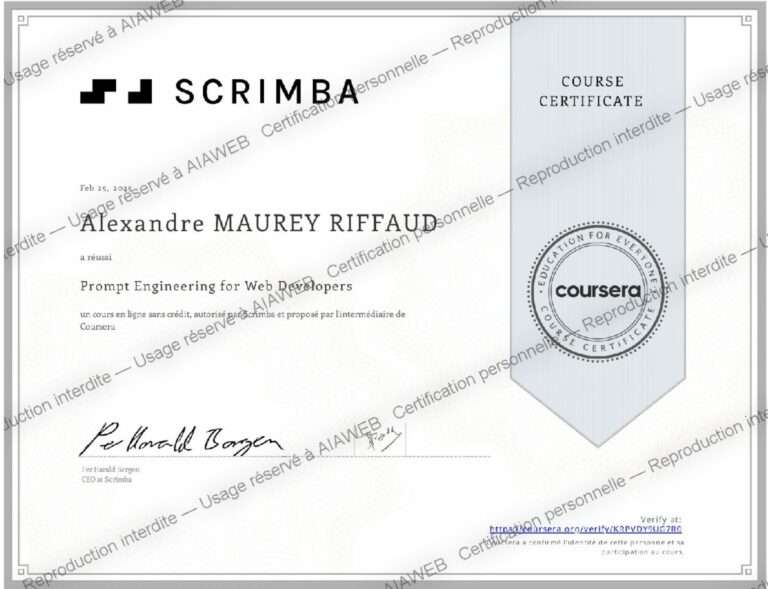 Certification : Prompt Engineering for Web Developers